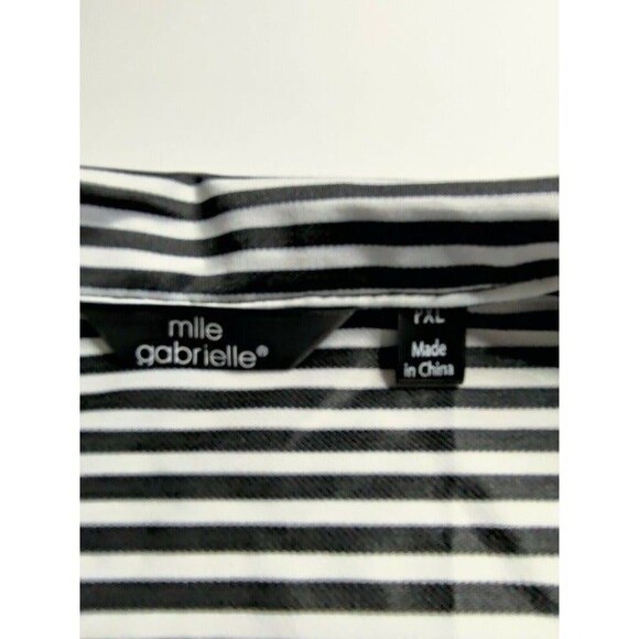Mlle Gabrielle Womens Button Up Black White Stripe Shirt Dress  Size‎ PXL - Picture 7 of 12